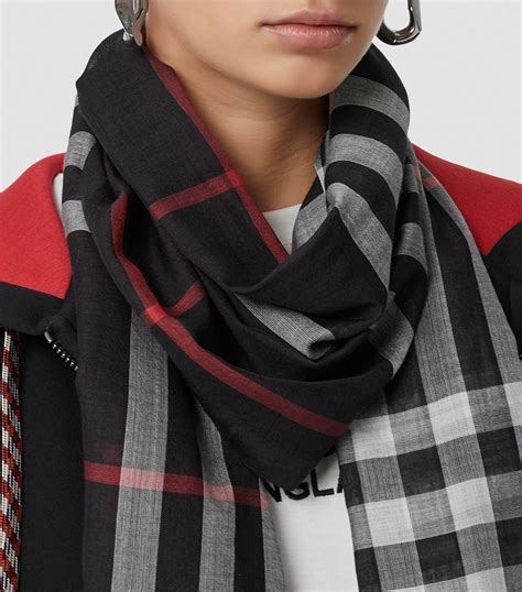 burberry castleford lightweight check scarf|Check Wool Silk Scarf in Stone .